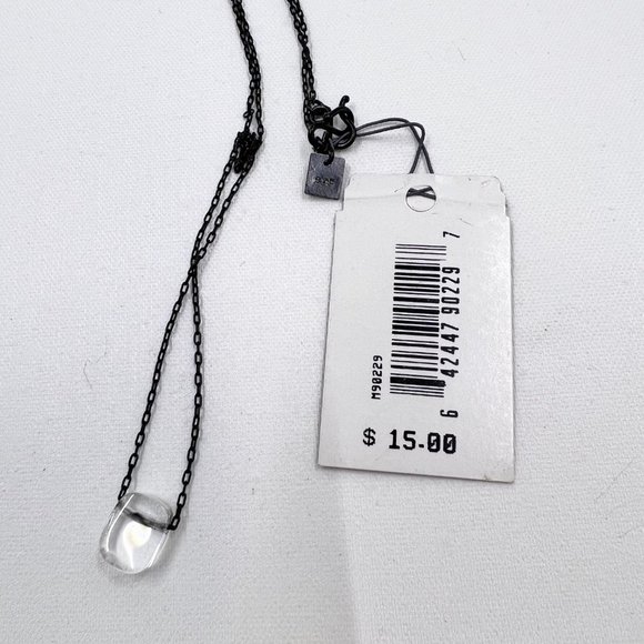 NWT - Nine West - Clear Glass Square Pendant 16” Black 925 Chain w/ Hook Closure - Picture 7 of 7